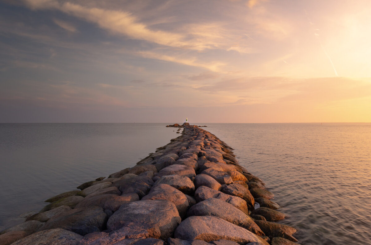 stepping stones leading to lighthouse