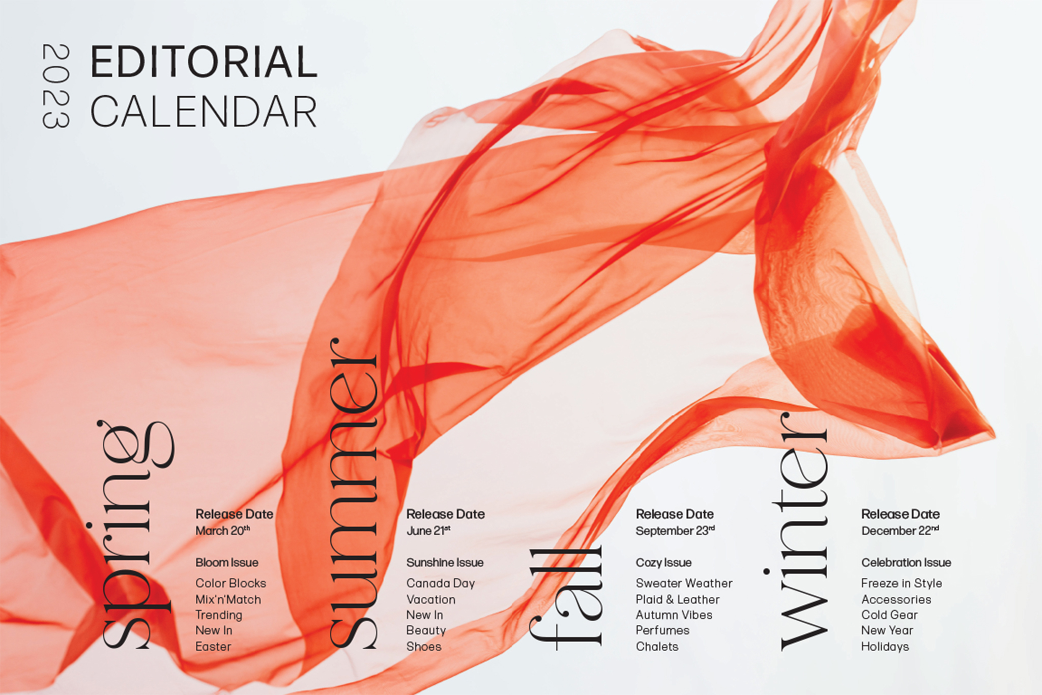 Editorial Calendar for Fashion Magazine