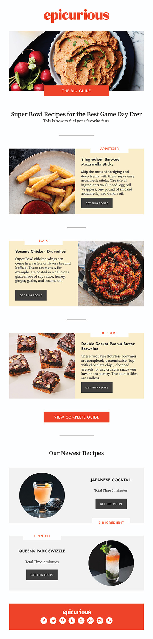 email newsletter epicurious